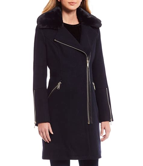 michael kors women's wool blend zip-front coat|More.